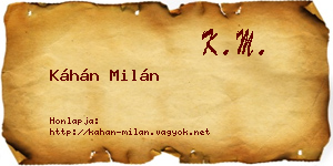 Káhán Milán névjegykártya